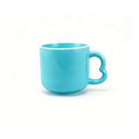 Vente flash - Tasse à café en céramique personnalisée avec poignée en forme de cœur mignon kawaii, 300 ml (10,5 oz), couleur bleu clair, pour un cadeau de la Saint-Valentin