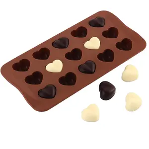 Moule à chocolat en forme de cœur alvéolé à 15 cavités Moule à chocolat et à bonbons en silicone pour cœur de Saint-Valentin