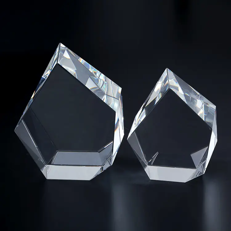 MH-TF0212 3d cristal cubo em branco pirâmide paperweight cristal vidro pirâmide paperweight