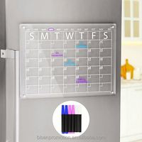 Calendrier magnétique double face personnalisable en acrylique blanc, format contemporain, effaçable à sec, pour réfrigérateur, 2025