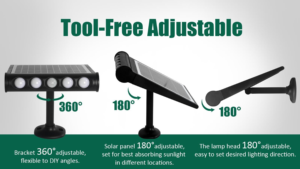 Lampada Solare LED Impermeabile IP65 da 8W con Batteria Sostituibile da 4000mAh, 360° °   Pannello Solare Monocristallino Regolabile per <span class=keywords><strong>Giardino</strong></span> e Cortile - Product Image 3