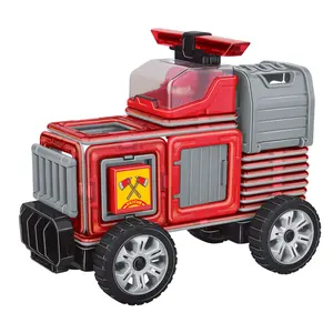 NEW 3D Magnetic Tiles Building Blocks Fire Fighting car toys Set Assembly Magnetic Sheet education Toy For kids PASS CE