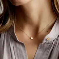 EManco - Juego de Collares con Colgantes de Discos Minimalistas y Elegantes, de Acero Inoxidable, Color Dorado, Joyería para Mujer, Regalo para el Fin de Semana o el Brunch