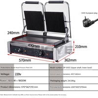 Presse à sandwichs commerciale 220V 1800W, appareil à panini avec plaques lisses et rainurées