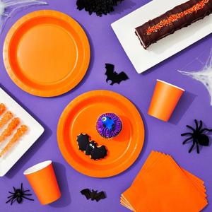Factory Direct 24 <b>Orange</b> Party Supplies Modern Style 72-Piece Set <b>Paper</b> Plates Cups Napkins for Birthday Picnic Summer Events - Product Image 5