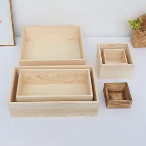 Boîte en bois de rangement pour bijoux en bois de pin avec logo OEM personnalisé stock pour la maison vente en gros étui à rabat