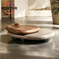 Table basse rotative en forme de galet, design irrégulier, style Wabi Sabi, mobilier de salon moderne de luxe, OEM ODM, vente en gros
