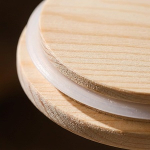 Couvercles en bois de pin Landy pour pots à bougies avec joint en silicone hermétique, couvercles d'aromathérapie pour pots en verre, remplacement, logo personnalisé - Product Image 4