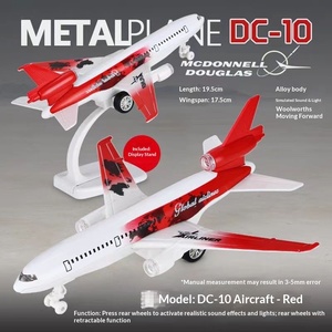Modèle d'<span class=keywords><strong>avion</strong></span> jouet McDonnell Douglas DC-10 en alliage à l'échelle <span class=keywords><strong>1</strong></span>/<span class=keywords><strong>72</strong></span> de 22 cm avec 4 lumières, musique et emballage en boîte vitrée - Product Image 6