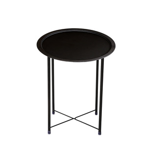 Modern Minimalist Round Coffee <b>Table</b> Metal Top Black Portable <b>Sofa</b> <b>Side</b> <b>Table</b> Living Room Small <b>Table</b> - Product Image 1