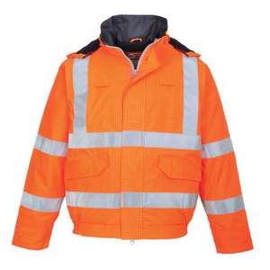PORTWEST - S773ORRM Bizflame Rain <b>hi</b>-<b>vis</b> antistatic FR <b>orange</b> bomber <b>jacket</b> - EAN 5036108207022 FLAME RESISTANT WORKWEAR - Product Image 1