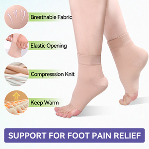 Chaussettes de compression à bout ouvert Fengqiao, soutien du pied, soutien de la cheville, chaussettes élastiques, soutien de la voûte plantaire, respirantes et confortables. - Product Image 4