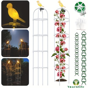 Obélisque de jardin avec éclairage solaire, treillis de 6 pieds pour plantes grimpantes, treillis rond pour rosiers en pot - Product Image 1
