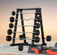 Barre d'haltères droite moderne noire de 10 kg en acier fixe, revêtement caoutchouc durable, écologique, avec poignée moletée pour la force des bras et des épaules à domicile