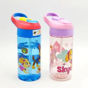 Botol Air Tritan Plastik Anak-anak, Sedotan Silikon Tombol 500Ml