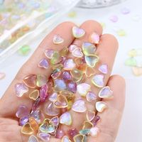 Nail Charm Candy Color Heart Shape Rhinestone Nails Art Decor 3D Aurora Heart Manucure Accessoires