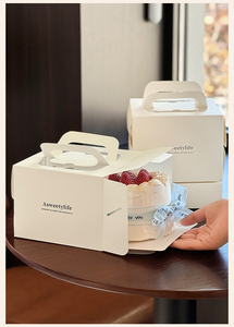 Factory Direct Delivery 3Inch 4 Inch Baked Dessert Portable Packaging Box Basque Mousse Packaging Boxes <strong>Customization</strong> - Product Image 5