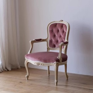 <span class=keywords><strong>Fauteuil</strong></span> de salle à manger sculpté de style rétro français en velours <span class=keywords><strong>rose</strong></span> avec boucle, <span class=keywords><strong>fauteuil</strong></span> individuel de luxe pour chambre à coucher ou maquillage - Product Image 1