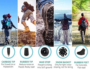 Bastones de aleación de aluminio para senderismo, bastones de aleación para trekking, bastones de escalada plegables automáticos ultracortos telescópicos de cinco secciones para exteriores - Product Image 3