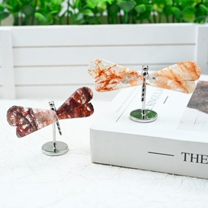 Natural Red Fire Quartz Dragonfly Polished <b>Crystal</b> Dragonfly Ornament Popular Birthday Holiday Gift - Product Image 3