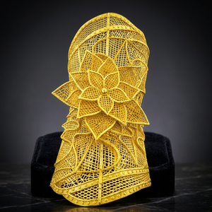 Wholesale 14K18K24K Gold Plated Wide Kada Intricate Floral Openwork Fashion Kada Bracelet Dubai Style Arabic <b>Bridal</b> Kada Jewelry - Product Image 5