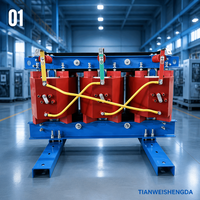 Transformateur triphasé à résine époxy moulée de type sec SCB13 avec ventilateur de refroidissement, transformateur de distribution d'énergie intérieur