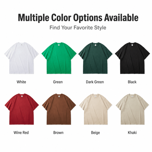 340gsm Wholesale Custom High Quality Heavyweight 100% Cotton Blank Plain Men's Tshirt Streetwear Oversized T-shirts for Men - Product Image 2
