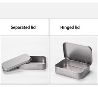 Boîte en étain rectangulaire à charnières de petite taille 95*60*22mm, conteneurs de stockage pour clés USB, boîtes en étain recyclables de qualité alimentaire pour cigarettes