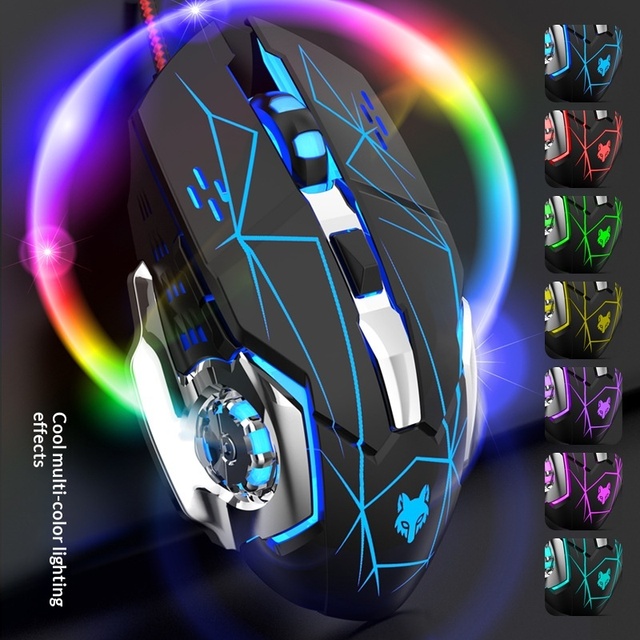 XUNFOX H3 Gaming Mouse USB Optical Right-Handed Ergonomic Illuminated Programmable 2 Buttons for Desktop/Laptop PC Office