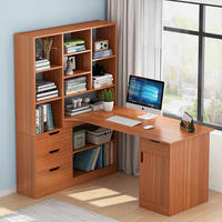 Bureau d'étude en bois pour étudiants, bureau d'ordinateur avec étagère de rangement