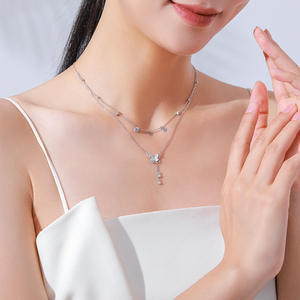 Collar con colgante de doble borla de mariposa de ensueño, personalizable, versión en cobre, plata de ley S925 con circonita, regalo para mujeres - Product Image 5