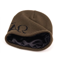 Bonnet en Satin Double Face Doublé, Lettre Imprimée par le Fabricant, Chapeau d'Hiver en Jacquard Tricoté, Bonnet avec Doublure en Soie à l'Intérieur