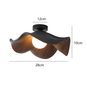 Wellenförmige Holz-Deckenleuchte, Lotusblatt-<span class=keywords><strong>Design</strong></span> aus Harz mit Walnuss-Finish & G9 LED-Birne für Schlafzimmer Wohnzimmer im Wabi-Sabi-Stil - Product Image 5