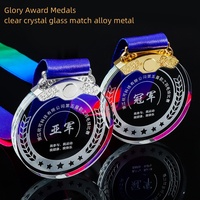 Médaille en verre cristal transparente de 70 mm, personnalisable avec logo gravé, pour récompenses de compétition, vente en gros d'usine