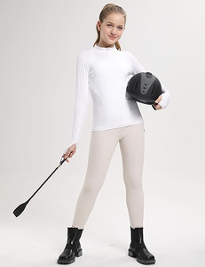 Chemise d'<span class=keywords><strong>équitation</strong></span> athlétique à manches longues pour filles-Trous pour les pouces, UPF50, <span class=keywords><strong>veste</strong></span> équestre à demi-fermeture éclair pour enfants à séchage rapide - Product Image 4