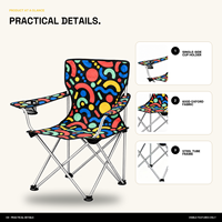 Chaise portable d'extérieur robuste avec accoudoirs, porte-gobelet et motif logo personnalisé pour les fêtes de fin de semaine – Vente en gros