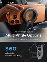 Support magnétique de voiture LISEN N52 avec crochet en acier amélioré pour iPhone 17 16 15 Pro Max, fixation sur grille d'aération mains libres, clip automatique