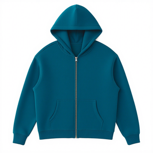 Sudadera con Capucha y Cierre de Cremallera para Hombre, Color Verde Oscuro, Corte Regular, Estilo Informal, para Otoño, Manga Larga, Tejido de Punto - Product Image 3