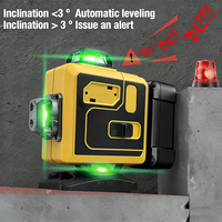 Niveau laser vert industriel avec batterie au lithium rechargeable, 16 lignes 4D, auto-nivelant, trépied 1m, écran tactile, DIY