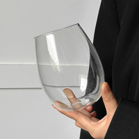 Couvercle simple en verre borosilicate résistant à la chaleur pour pailles, pour tasses de thé au lait et jus, grande capacité, compatible lave-vaisselle, forme ampoule