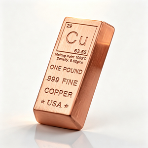Tapered <b>End</b> 1Lb Cu Periodic Engraved Copper Bullion <b>Bar</b> For Home Display Cabinet - Product Image 1