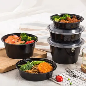 Bandejas de comida para llevar, contenedores de almuerzo Bento desechables de estilo americano, cuencos de inyección moldeados para sopa y fideos, 1200ml