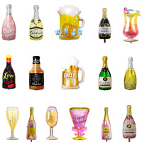 Grand, mini et petit ballon en aluminium en forme de bouteille de champagne, de whisky ou de verre à vin, pour la décoration de bar et de fête d'anniversaire