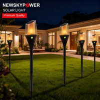 Lampe torche solaire haut de gamme, éclairage ultra long de 15 heures avec 12 LED SMD3030, lumière blanche chaude de 1600K pour l'ambiance des allées de jardin