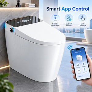 Toilette intelligente de luxe avec ouverture automatique du couvercle, siège chauffant, sécheur d'air, lumière nocturne LED, bidet intelligent pour la maison - Product Image 5