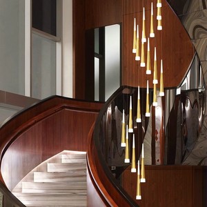 İskandinav Villa dubleks merdiven boşluğu avize Modern lüks tavan Spiral merdiven avize - Product Image 5