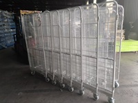 Chariot de manutention pliable trois côtés pour entrepôt, capacité 500 kg, personnalisable, avec quatre roues en métal galvanisé
