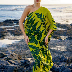 Manufacturer High Quality Loose Printed One Shoulder Casual Maxi Dress Customized Rayon Hawaiian Dress - Product Image 1