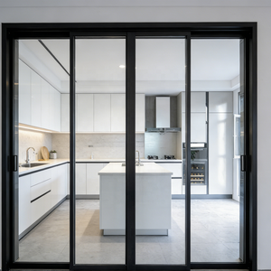 <span class=keywords><strong>Porte</strong></span> coulissante en aluminium à rupture de pont thermique de qualité supérieure, double vitrage trempé, rail de glissement fluide pour villa, cuisine, hôtel, bureau commercial - Product Image 1