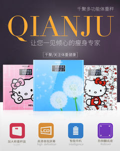 हॉट सेलिंग एलसीडी किटी डिजिटल स्केलेसमेड ग्लास बॉडी वेट स्केल व्यक्तिगत घरेलू बॉडी स्केल - Product Image 5